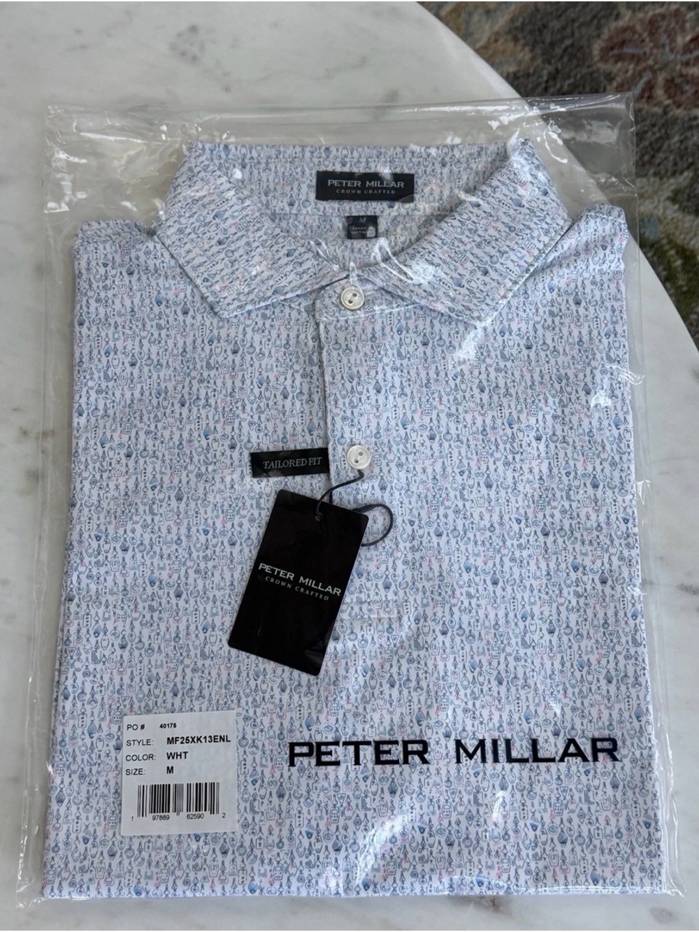NWT Peter Millar Crown Crafted Empire Performance Polo Navy Tailored Fit Size M